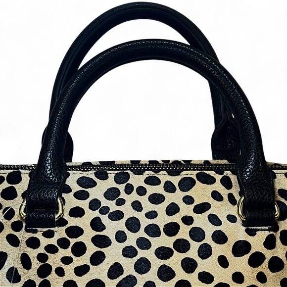 Anthropologie Cheetah Tote w/Shoulder & Crossbody Strap Black & Tan Purse - Picture 3 of 11